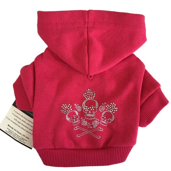 Zack & Zoey Dog Hoodie Size XXS Pink Crowned Skull Sweatshirt Pet Clothes NWT - Picture 1 of 12